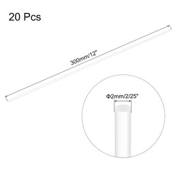 MECCANIXITY 20pcs Acrylic Round Rods 5/64" x 12" Clear Acrylic Dowel Rods Sticks Plastic Sticks Strip for DIY Crafts Lighting Gardening Decorations - 2mm x 300mm