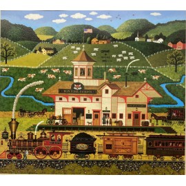 Charles Wysocki "Fox Hill Farms" New CUSTOM FRAMED Art Americana Summer Rural