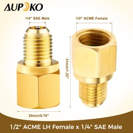 R1234YF Vacuum Pump Adapter, Refrigerant Tank to R12 Fitting Adapter, 1/2’’ Female to 1/4’’ SAE Male Flare Adapter, Fits for R1234yf to R12 Refrigerant System