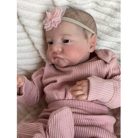 Ardol 19 Inches Awake Newborn Baby Size Lifelike Reborn Baby Girl Doll Full Body Silicone Vinyl Collectible Art Doll Look Realistic