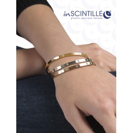 inSCINTILLE Women's Stainless Steel Gold / Silver / Black Rigid Bracelet Height 4/6/8 mm in Gift Box, Stainless Steel, Cubic Zirconia