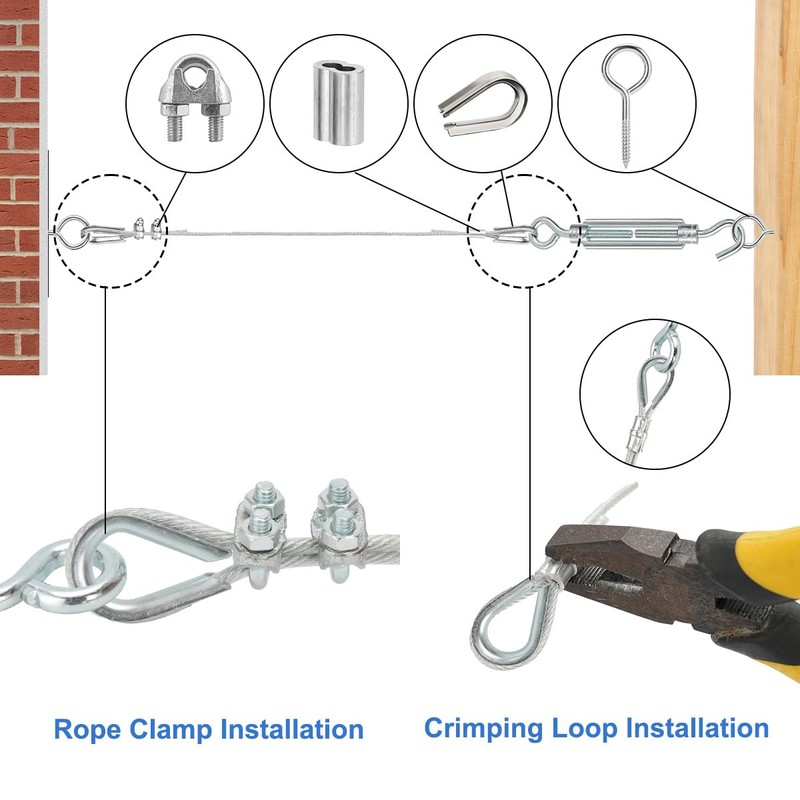 Hannger 1/8" Wire Rope Kit, 100FT PVC Coated Steel Cable