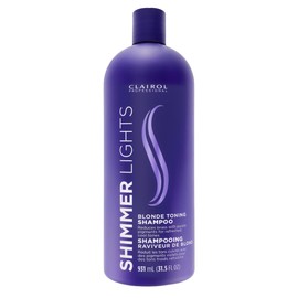CLAIROL PROFESSIONAL Shimmer Lights Purple Shampoo, 31.5 fl. Oz Neutralizes Brass & Yellow Tones For Blonde, Silver, Gray & Highlighted Hair Packaging May Vary