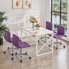 VECELO PU Leather Mid-Back Armless Vanity Chair Adjustable Height 360°