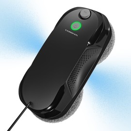 Tosima Tosima W5 Window Cleaning Robot, Dual Direction Auto-Spray Smart Window Cleaner with Triple Safety System, Smart Navigation, Remote Control, for All Smooth Surfaces, with 8 Rags, Black