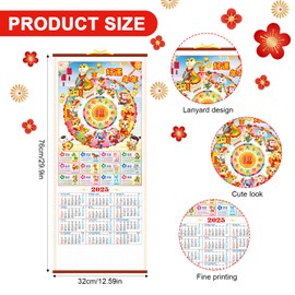 Chinese New Year Calendar Scroll 2025 Year of Snake Wall Calendar Chinese Lunar Calendar Zodiac Animals Monthly Calendar Hanging Calendar Home Decor for Daily Weekly Planner Scheduler Home Office B