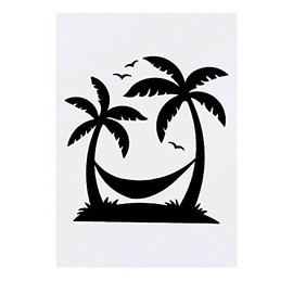 'Hammock & Palm Trees' Temporary Tattoo - Water Resistant, Skin-Safe, Non-Toxic Transfer (TO00049750)