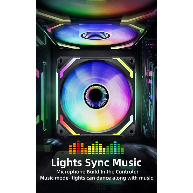 AsiaHorse COSMIQ 120mm PC RGB Computer Case Fans, 5V 3-PIN
