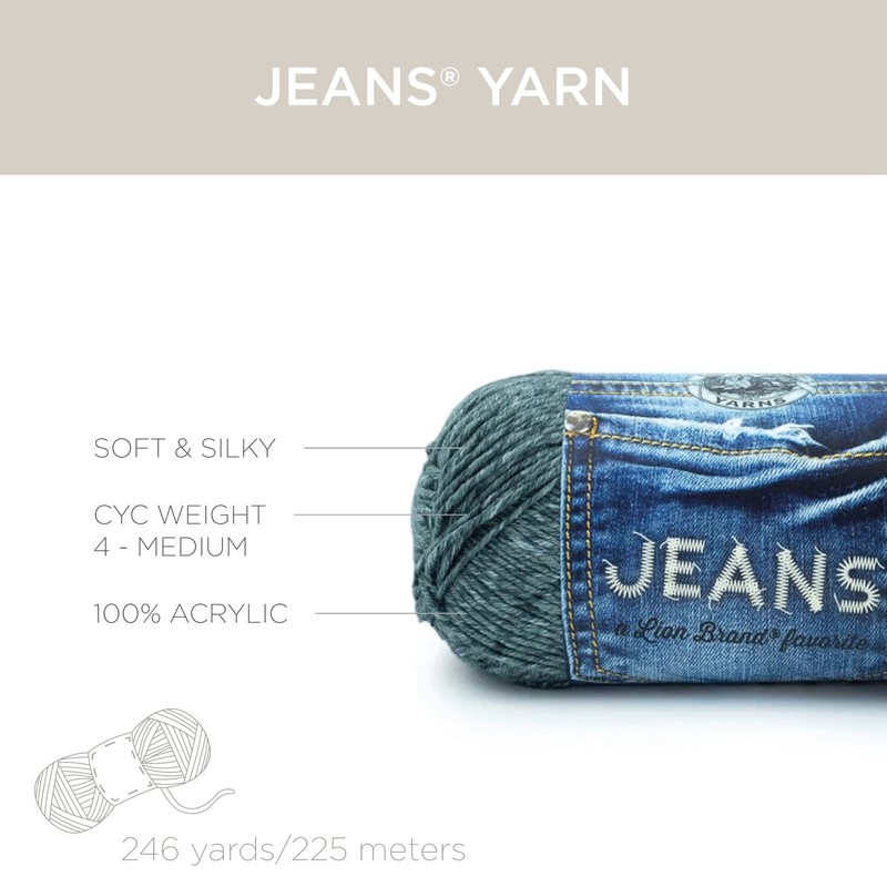 Lion Brand Yarn 505-153 Jeans Yarn, Stovepipe, Black