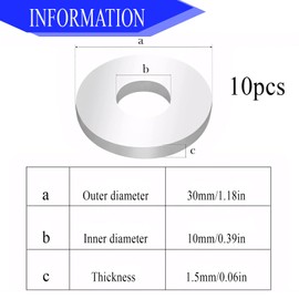 10pcs M10x30mm Large Washers, Zinc-Plated Alloy Steel Penny Washers Corrosion-Resistant for Household Appliances Machinery Ships