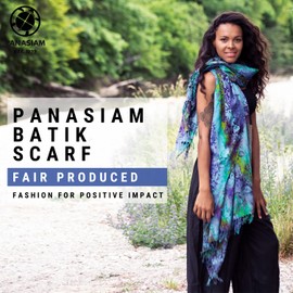 PANASIAM Colourful batik scarf, stole, large scarf made by hand, each piece is unique, multifunctional scarf, women's scarf and men's scarf, B701 rose