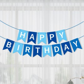 Happy Birthday Banner Birthday Party Blue Color Scheme Fun Supplies Boys Birthday Party Garland Decorations Baby Shower Hanging Decorations