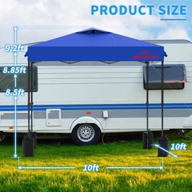Benass 10x10 Pop Up Canopy Tent with Sidewalls, Easy Up, Heavy Duty, Blue, Perfect for Parties, Camping, Events & Vendor