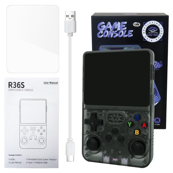 DEARCOOL New Black R36S Retro Handheld Video Game Console Linux