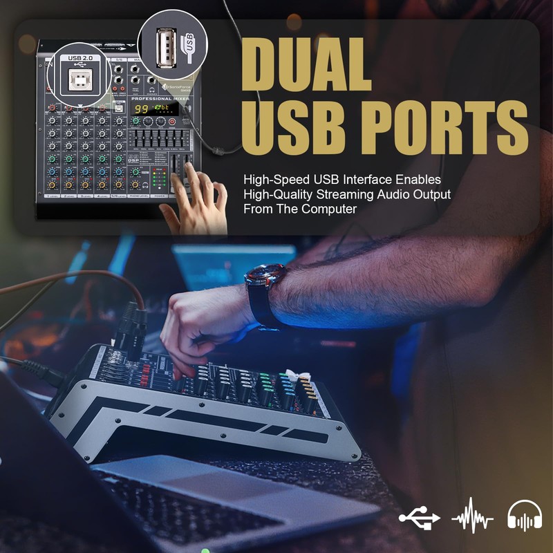 6 Channel Audio Mixer Sound Board Console System 99 DSP