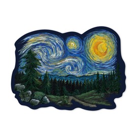 Die Cut Sticker Pacific Northwest, Van Gogh Starry Night, Vinyl Sticker 1 to 3 inches (Waterproof Decal for Cars, Water Bottles, Laptops, Coolers), Small