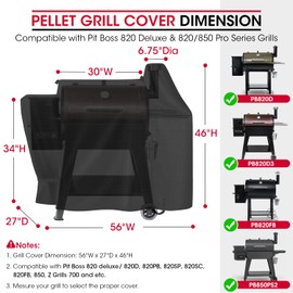 Unicook Pellet Grill Cover Compatible with Pit Boss 820, 820 Deluxe, 850, Outdoor Wood Pellet Smoker Grill Cover, All Weather Protection Outdoor BBQ Cover