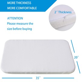 Mecc ecoh Baby Bassinet Mattress - 2" Thick - 100% Breathable Cover - Water-Resistant Lining - Compatible with Dream On Me Skylar/Bold 3 in 1/ ANGELBLISS/Ezebaby/Cuddly/Larex Bassinet, 35"X20"X2"