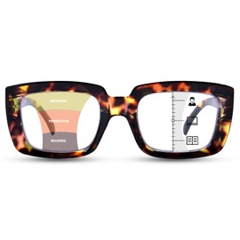 YUKANG Progressive Multifocus Reading Glasses for Women Men Anti Blue Light Blocking Square Computer Readers Spring Hinge Tortoise 2.5
