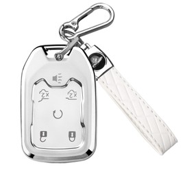 QBUC for Chevy Key Fob Cover, Key Fob Case for Chevy Suburban Tahoe, GMC, Sierra , Acadia, Terrain, Silverado, Key Fob Protector for 1500 2500HD 3500HD 2015-2025 (Silver, 6 Buttons)
