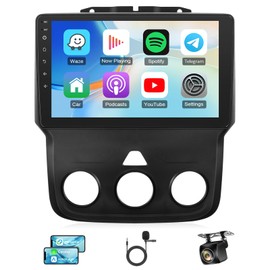 Car Radio Stereo for Dodge RAM 1500 2500 3500 2013 2014 2015 2016 2017 2018 2019 with Wireless CarPlay Android Auto, 10.1inch Touch Screen Radio with Bluetooth GPS FM SWC (Manual AC 2G RAM 32G ROM)