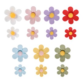 14pcs 3D Flower Fridge Magnets, Cute Refrigerator Magnets Colorful Magnetic Fridge Decor Funny Decorative Accessories for Locker Whiteboard Office Kitchen (7 Small + 7 Large)