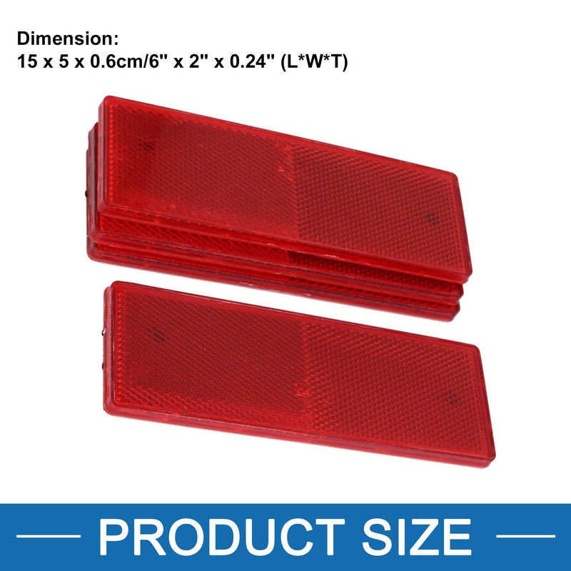 A ABSOPRO Car Reflector Sticker Rectangle No-Hole Exterior Decal Red(Set