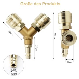 APOMOONS Compressed Air Distributor Compressed Air Coupling Compressed Air Accessories Compressed Air Soft Compressed Air Distributor 2-Way with 2 Couplings, NW 7.2 1/4 AG Air Hose Quick Coupler