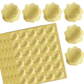 300PCS Gold Foil Religious Wax Seal Stickers 1.5 Inch Christmas Gold Embossed Stamping Stickers, Bible Verses Envelope Seals for Wedding Invitations, Birthdays, Holidays, Crafts and Christmas Decor