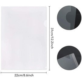 Voyzdx Carpetas Folder Transparentes de Plástico Carta Archivero Documento para Proyectos,Fólder Transparente En L Carta para Tamaño Carta y A4, para Suministros Escolares y de Oficina (Transparentes)