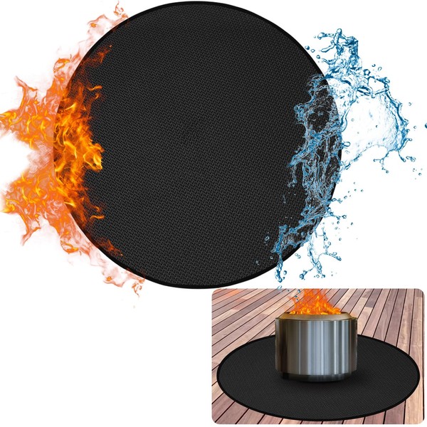 59'' Fire Pit Mat for Solo Stove Yukon, 3-Layer Fireproof Mat Round Under Grill Mat, Reusable Waterproof Pad for Grass Deck Patio Outdoor Wood Burning BBQ