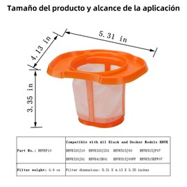 THJOPOKEEL Filtro HHVKF10 compatible con modelos Black and Decker HHVK320J10 HHVK320J61 HHVK320JZ01 HHVK415B01 HHVK515J00 HHVK515J00FF HHVK515JP07 HHVK515BPFP 7 7
