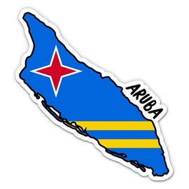 Squiddy Aruba Map with Flag - Vinyl Sticker Decal for Phone, Laptop, Water Bottle - 3"