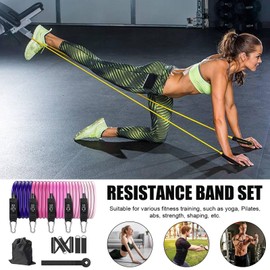 Maciun Workout Bands Set, Exercise Bands Set | 11 Workout Elastic Bands | Weight Bands for Workout, Body Stretching, Elastic Bands for