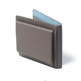 HAKATA NO MORI LEATHER Thin Wallet, Women's, Men's, Bi-Fold, Thin, Genuine Leather, Bifold Wallet, Box, Coin Purse, Skimming Prevention, Compact, Lightweight, gray