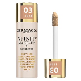 Dermacol Infinity make-up and corrector, Multi-use, Super coverage, Photo-friendly, Hypoallergenic, Waterproof, Touch proof, SPF 15, 03 - Sand