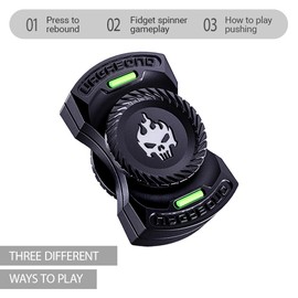 3 in 1 Fidget Toys for Adults, 1.45x0.51x0.94 Inch Ghost Style Zinc Alloy Fidget Spinner with Clicker & Slider, Anxiety Relief Gift for Men and Women (Black-Glow)