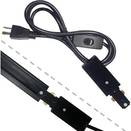 Bravsekai Track Lighting Live End Cord Kit with Dimmer Switch, 9.84FT H Track Live End Feed Connector, Suitable for H Type Single Circuit 3-Wire-1 Track Lighting Systems