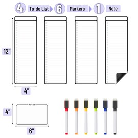 Mr. Pen- 4" x 12" Magnetic Dry Erase to Do List, 11 pcs, 4X Dry Erase to Do List White Board, 6X Colorful Whiteboard Markers and 6" x 4" Magnetic Whiteboard Note