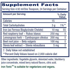 Vitanica Iron Tonic, Liquid Iron Supplement, Red Blood Cell Support, Vegan, 4 Ounce