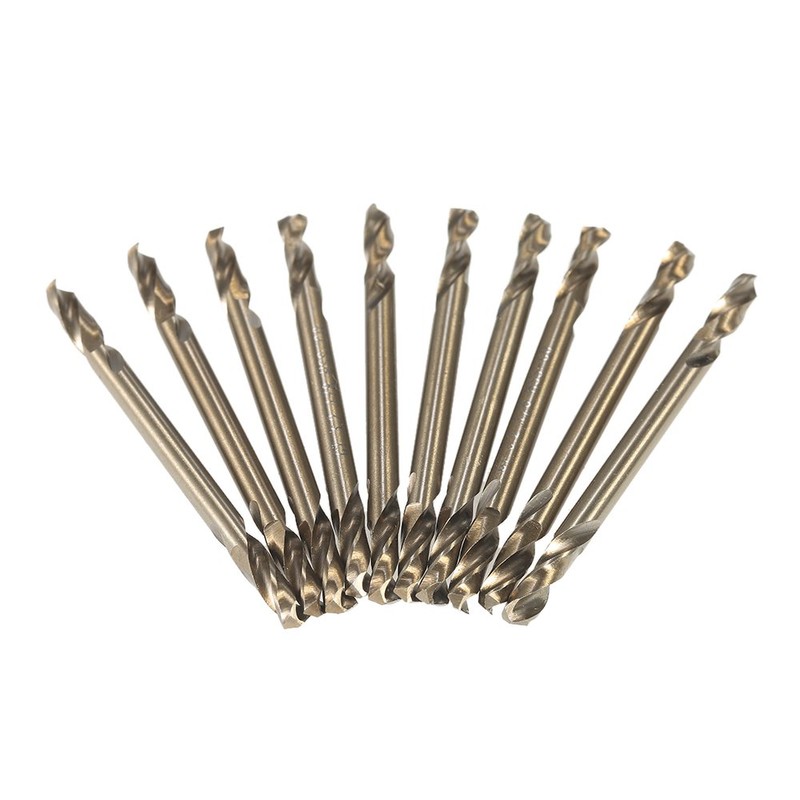 Toeasliving 10pcs 1/8"" HSS-Co Drills Double Ended Cobalt M35 Drill