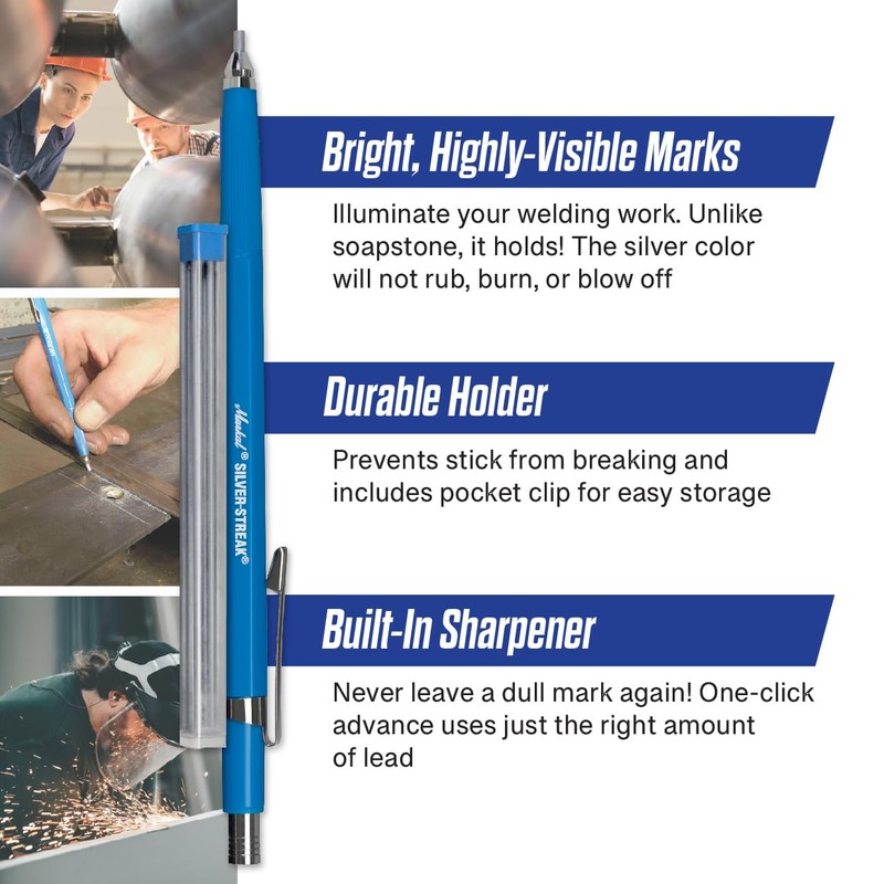Markal 96107 Silver-Streak Metal Marker (1 Holder, 6 Refills) Round,