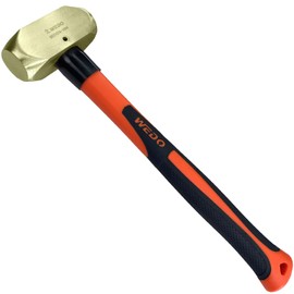 WEDO Brass Sledge Hammer 1lb, Club Hammer with Fiberglass Handle, Drilling Hammer, Flat Hammer, Die-Forged, Corrosion Resistant, 12" Length