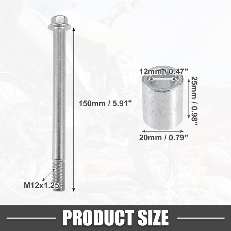 A ABSOPRO Front Rear Axle Bushing Screw Bolt M12 150mm