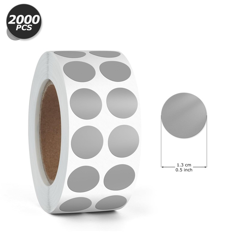 Round Stickers Grey 13mm Circle Labels with Color Coding Dot
