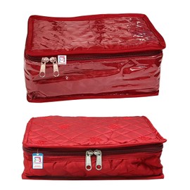 atorakushon Combo de bolsas de maquillaje de satén para joyas, organizador de viaje, caja de almacenamiento para cosméticos para llevarlo a cualquier lugar fácilmente para mujeres, granate, Granate, Estándar, Nuevo