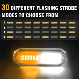 WINECO 8PCS LED Strobe Lights 12V Sync Feature Amber White 12LED Emergency Hazard Warning Lights with Strobe Controller for Trucks Vehicles ATV RV Cars Van