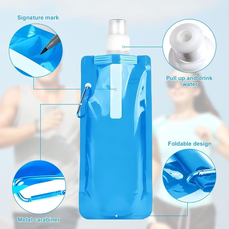 YeahBoom Pack of 3 500 ml Foldable Water Bottles, Foldable