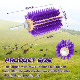 Willinglong 2 Pcs 4 Inches Livestock Mini Drill Scratch Brush Purple Brush Grooming Kit Suitable for Cattle, Cows, Horses, Sheep and Pigs