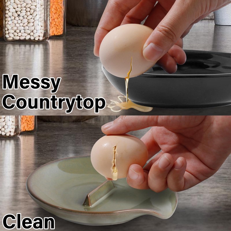 Egg Cracker & Spoon Holder, Spoon Rest for Kitchen, Ceramic